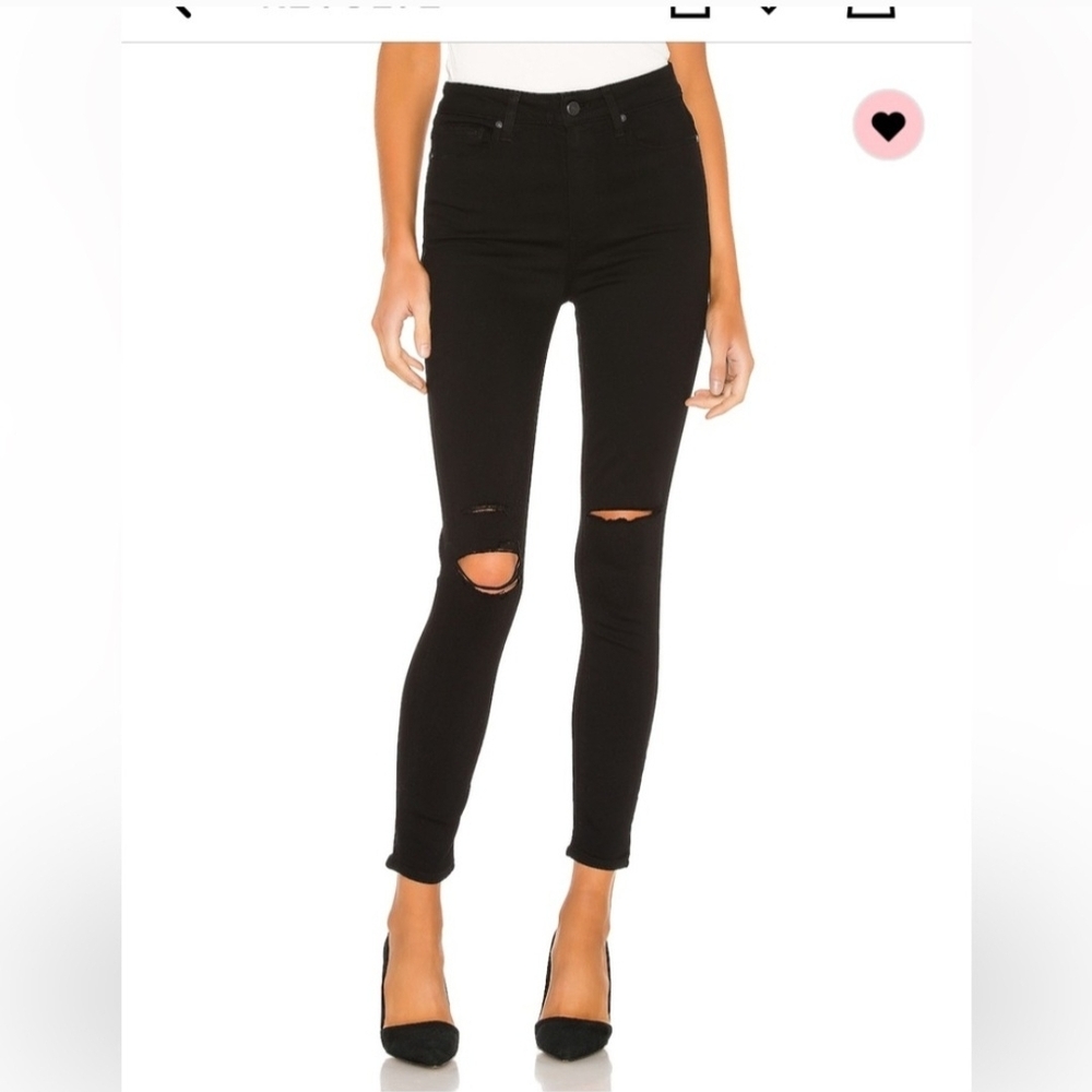 PAIGE Margot Ankle Size 25 Women's Black Ripped Skinny Jeans